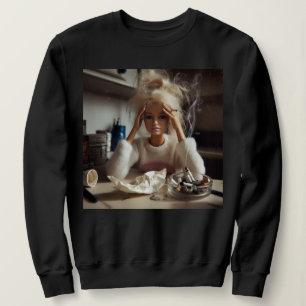 Moletom Cara de Boneca Angustiada Engraçada Meme Fumando S