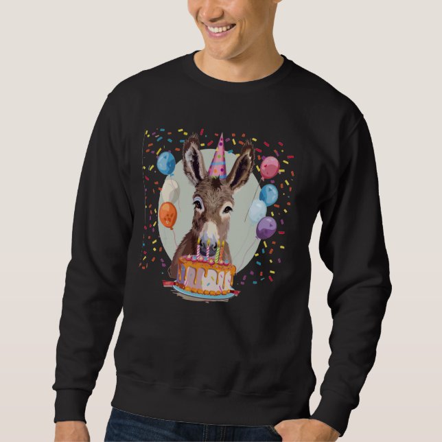 Moletom Cara de burro com balões de aniversário e costum d (Frente)