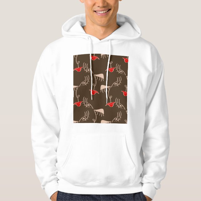 Moletom Cara de mulher de uma linha: padrão de abstrato. (Frente)