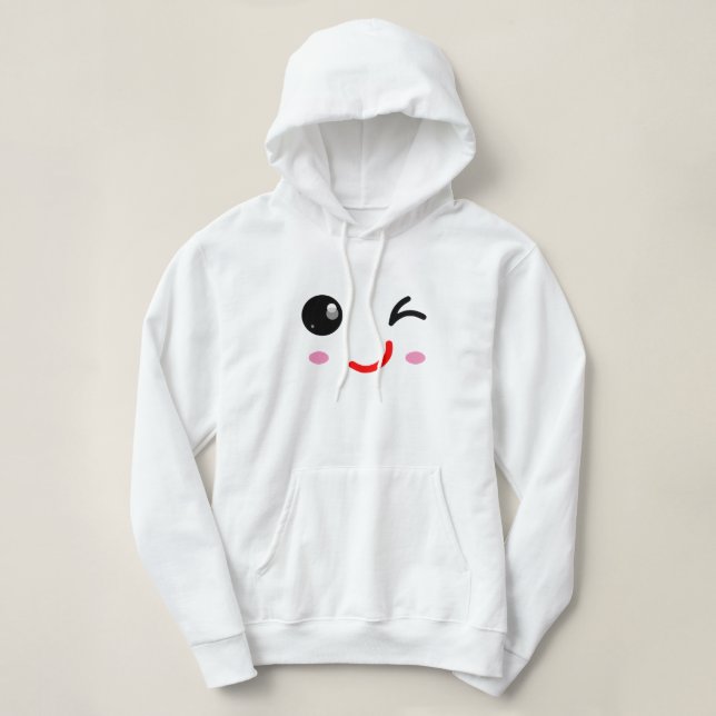 Moletom Cara piscando, sorriso Piscar os olhos (Frente do Design)