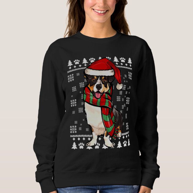 Moletom Cardigan Welsh Corgi Dog Santa Hat Xmas Ugly Chris (Frente)
