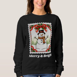 Moletom Carimbo de feliz e Bright Snowman