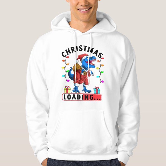 Moletom Carregamento de Natal do Dinossauro Azul T Rex (Frente)