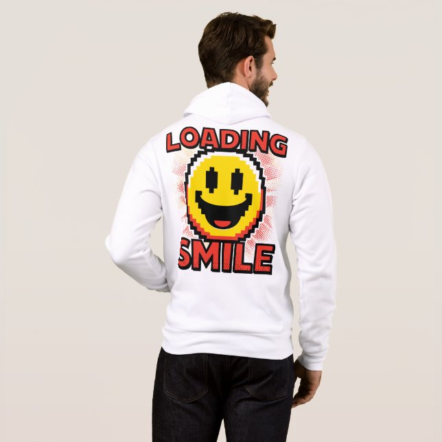Moletom Carregando Smile – Rosto Sorridente Retro Pixel Ar (Parte Traseira Completa)