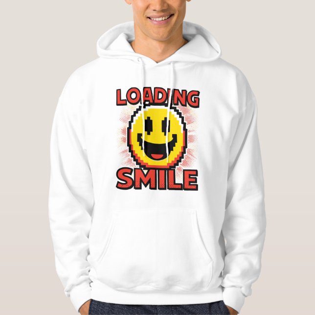 Moletom Carregando Smile – Rosto Sorridente Retro Pixel Ar (Frente)