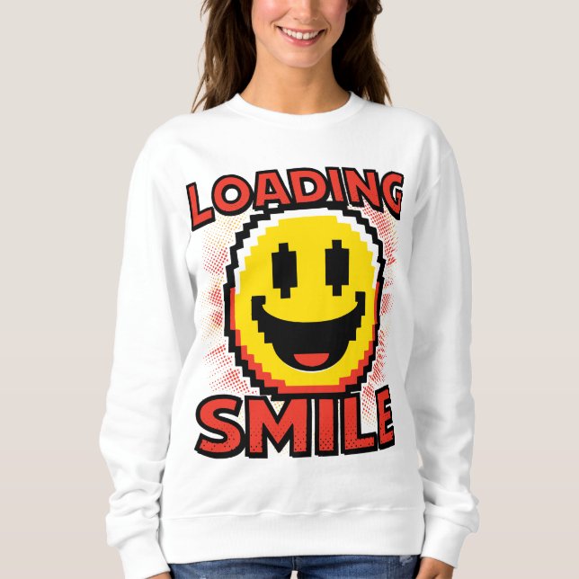 Moletom Carregando Smile – Rosto Sorridente Retro Pixel Ar (Frente)