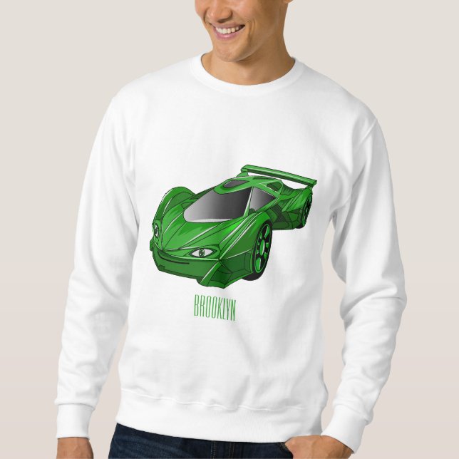 Moletom Carro desportivo verde com ilustração aerofoil (Frente)