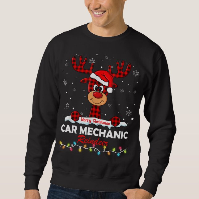 Moletom Carro Mecânico Reindeer Santa Hat Buffalo Xadrez C (Frente)