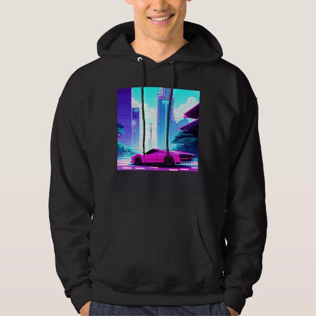 Moletom Carro synthwave ultrapassagem retrowave futuresynt (Frente)