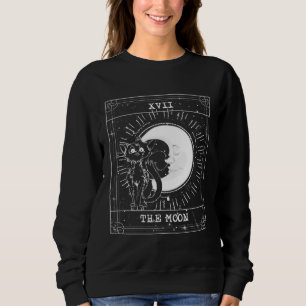 Moletom Cartão Tarot Lua Crescente Gato Preto Witchy Gótic
