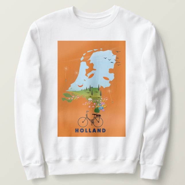 Moletom Cartaz de viagem do mapa da Holanda (Frente do Design)
