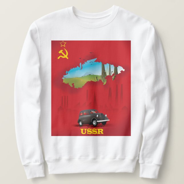 Moletom Cartaz ilustrado do mapa da URSS (Frente do Design)