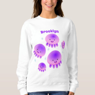 Moletom Cartografia de medusa-púrpura-rosa-branca kawaii