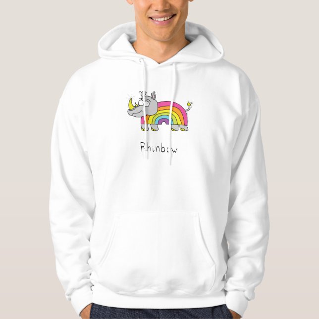 Moletom Cartografia Engraçado Rhino Rainbow Cute Kids (Frente)