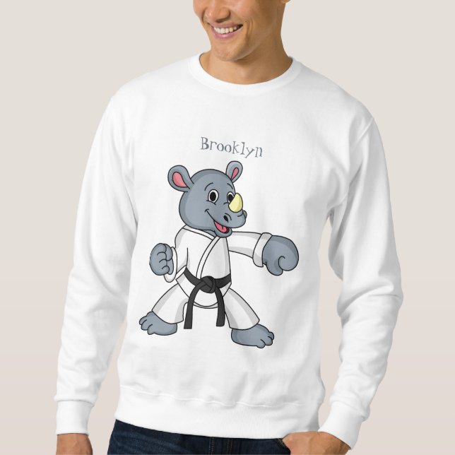 Moletom Cartoon bonito rhino kung fu (Frente)