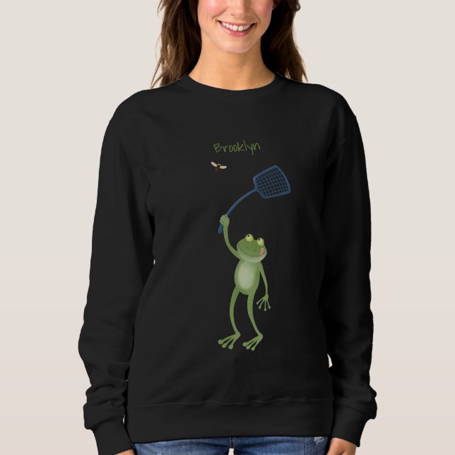 Moletom Cartoon de mosca verde-sapo engraçado (Frente)