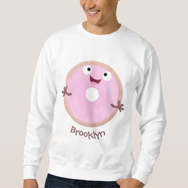 Moletom Cartoon de rosquinha rosa-claro e bonito (Frente)