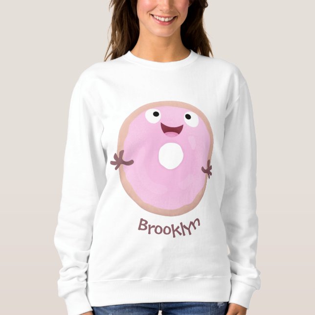 Moletom Cartoon de rosquinha rosa-claro e bonito (Frente)