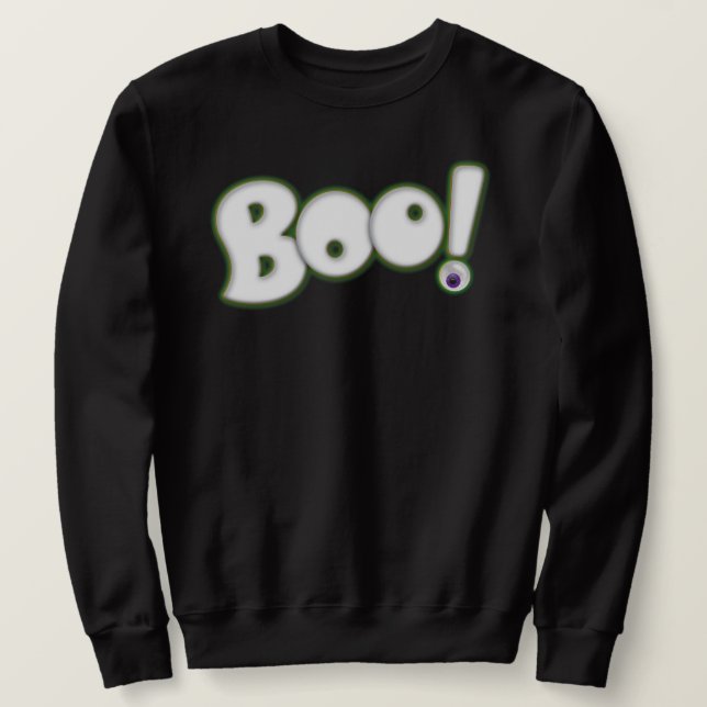 Moletom Cartoon Halloween BOO - Letra tipo fantasma branco (Frente do Design)