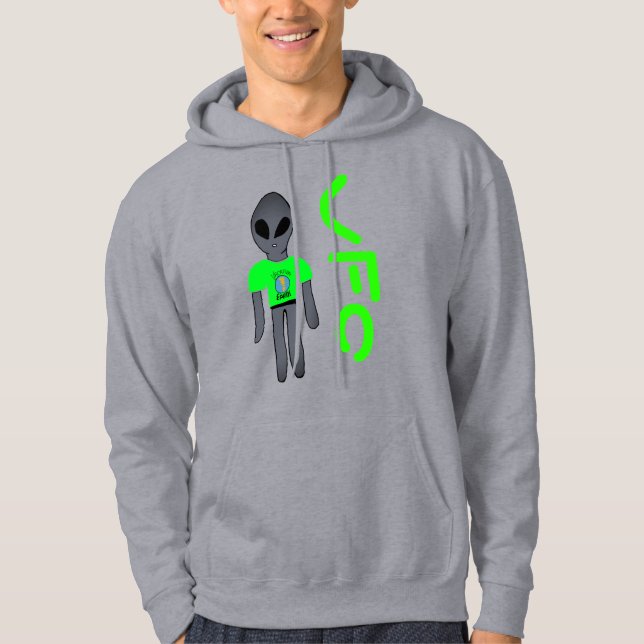 Moletom cartoon ovni alien cinza  (Frente)