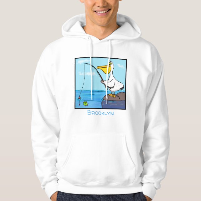Moletom Cartoon pelicano de pesca engraçado (Frente)