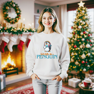 Moletom Cartoonista Chillin Como um pinguim com café
