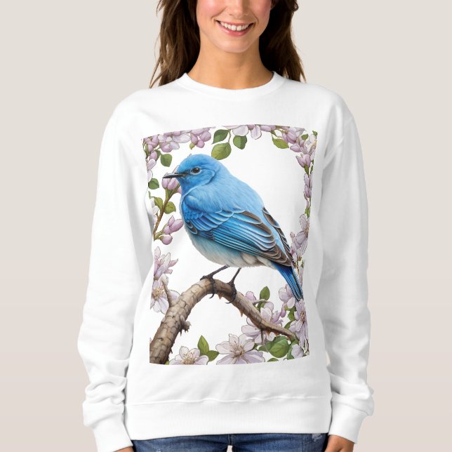 Moletom Cartum do Pássaro Azul da Montanha com Syringa (Frente)