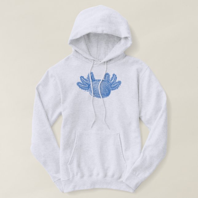 Moletom Casaco com Capuz Axolotl - AZUL (Frente do Design)