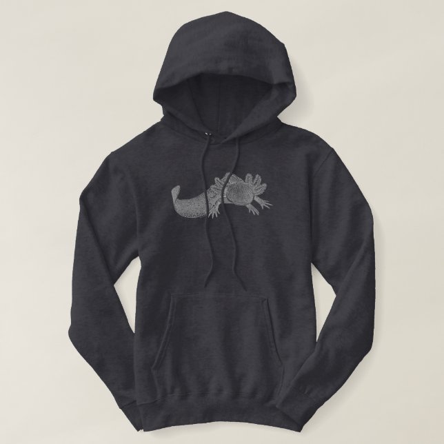 Moletom Casaco com Capuz Axolotl - CINZA ESCURO (Frente do Design)