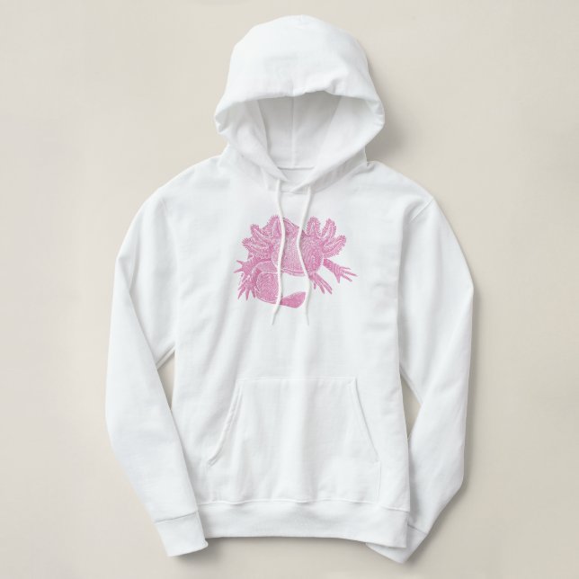 Moletom Casaco com Capuz Axolotl - ROSA (Frente do Design)