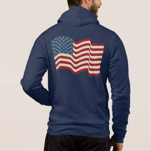 Moletom Casaco com Capuz de Bandeira Americana Vintage