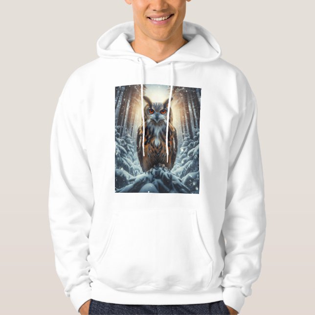 Moletom Casaco com Capuz de Coruja na Floresta Nevada Unis (Frente)
