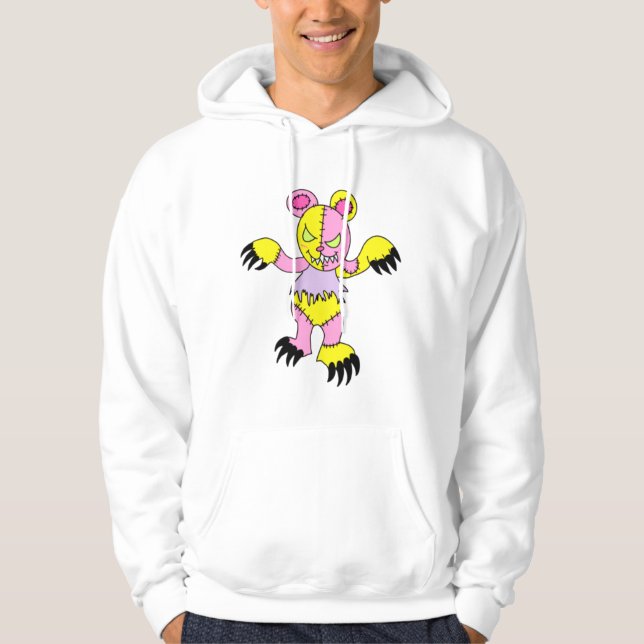 Moletom Casaco com Capuz de Urso de Patchwork Malvado  (Frente)