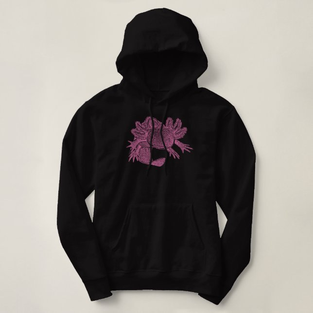 Moletom Casaco de Capuz Axolotl - ROSA (Frente do Design)