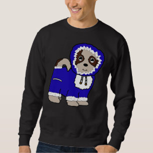 Moletom Casaco de inverno Shih Tzu Maltês (Azul)