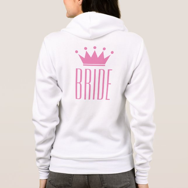 Moletom Casaco de noiva branca com design cor-de-rosa (Verso)