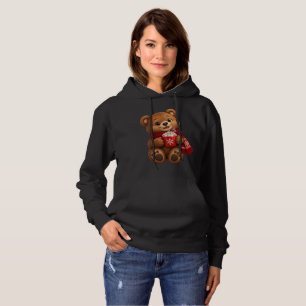 Moletom Casaco Feminino de Inverno Aconchegante com Urso e