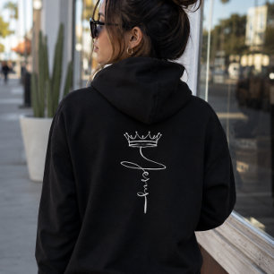 Moletom Casaco Preto Elegante 'Jesus' Coroa Streetwear Mod