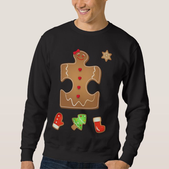 Moletom Casal de Autismo Natal Gingerpão Quebra-cabeça Aut (Frente)