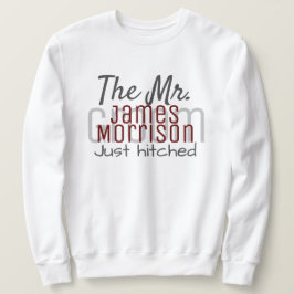 Moletom Casamento de Script do Sr. Newlywn Modern Maroon