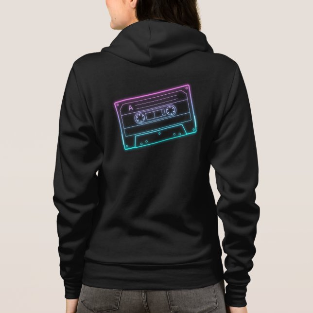 Moletom Cassete azul de áudio azul-rosa Hoodie Neon femini (Verso)
