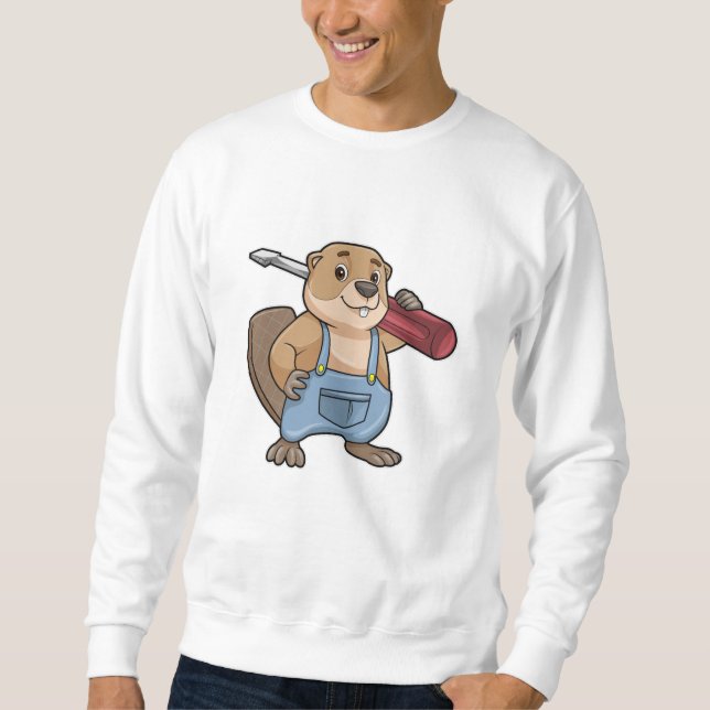 Moletom Castor como artesão com chave de fenda (Frente)