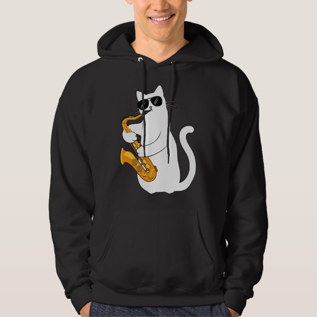 Moletom Cat  Cat Saxophone Tee  Cat Sax (Frente)