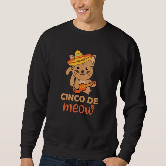 Moletom Cat Cinco De Meow Cats Sombrero Mexicanos (Frente)