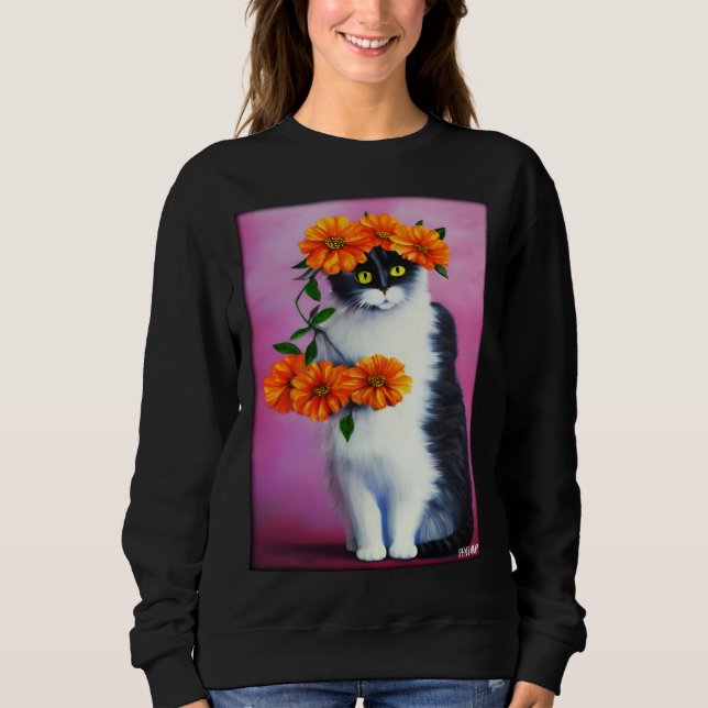 Moletom Cat Flower Natural Flower Garden Cat Love Cat  2 (Frente)