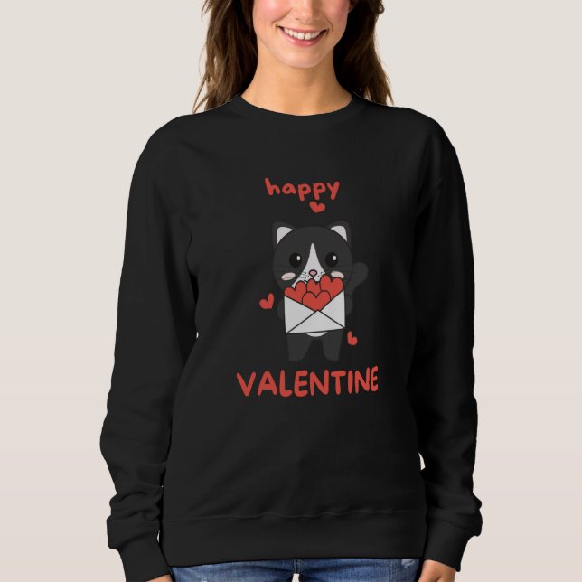 Moletom Cat For Valentine's Day Cute Animals With Hearts   (Frente)
