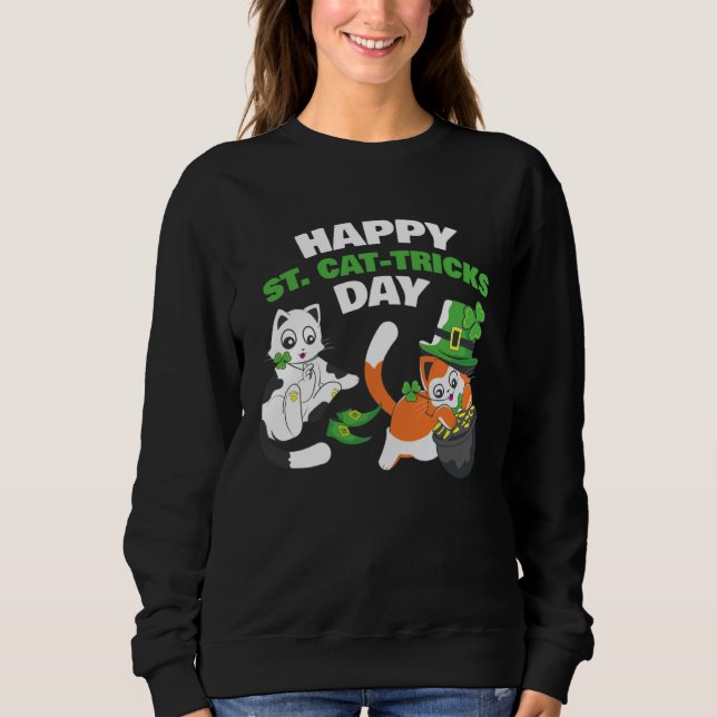 Moletom Cat Happy St Catricks Day Ireland Party Irish Kitt (Frente)