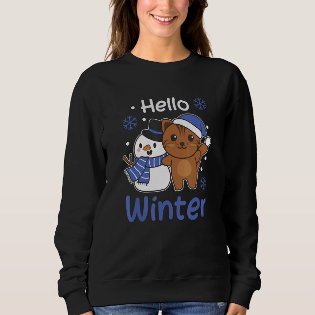 Moletom Cat Hello Winter Snowman Snow (Frente)