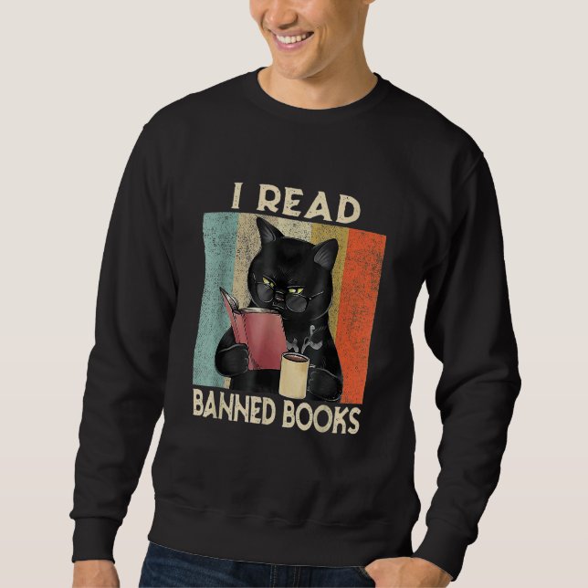 Moletom Cat I Read Banned Books men Bookworms Reading Book (Frente)