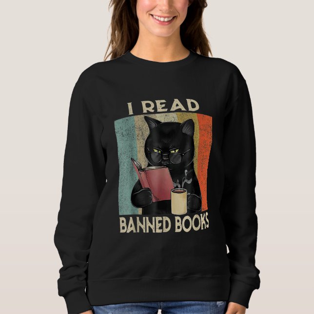 Moletom Cat I Read Banned Books men Bookworms Reading Book (Frente)